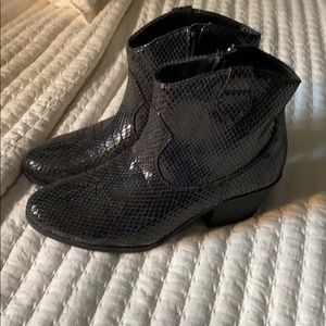 Black Snakeskin Western Ankle Booties